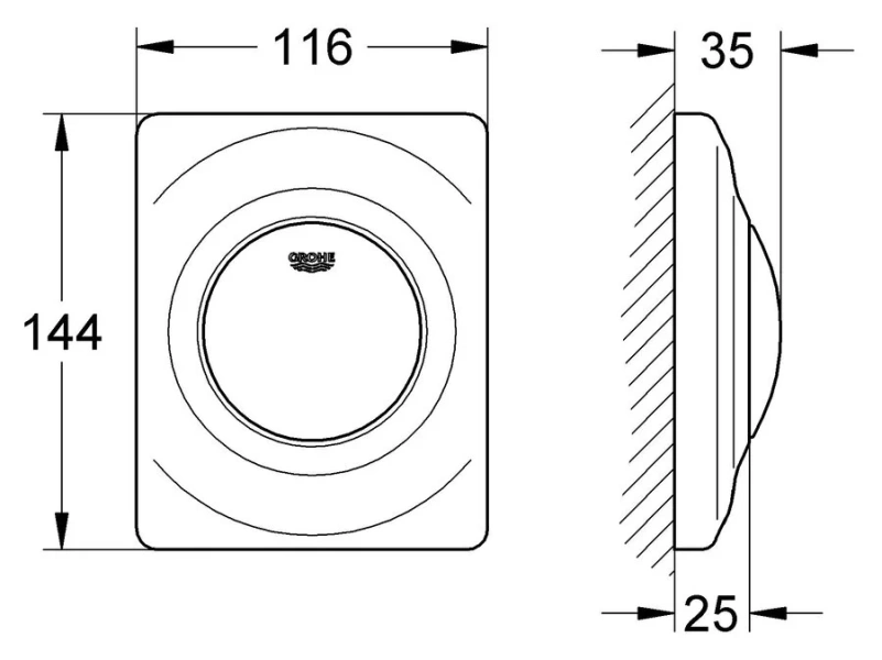 Клавиша смыва Grohe Surf альпин-белый 38808SH0 (детальная фотография), слив стандартный с одной клавишей
