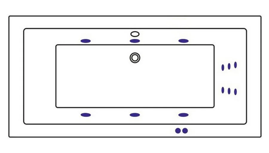 Ванна гидромассажная Whitecross Savia Duo Line, 170 х 80 см, увеличенная толщина акрила, усиленная армировка, белый/золото, 0103.170080.100.LINE.GL (детальная фотография), акриловые