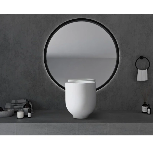 Раковина Abber Stein 40 см белая матовая AS2618 (детальная фотография), маленькие, в форме чаши, круглой формы