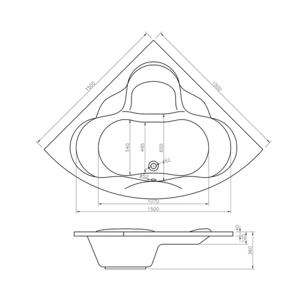 Ванна акриловая Lavinia Boho Elegant 150x150 см белая 37050150 (детальная фотография), 150 см