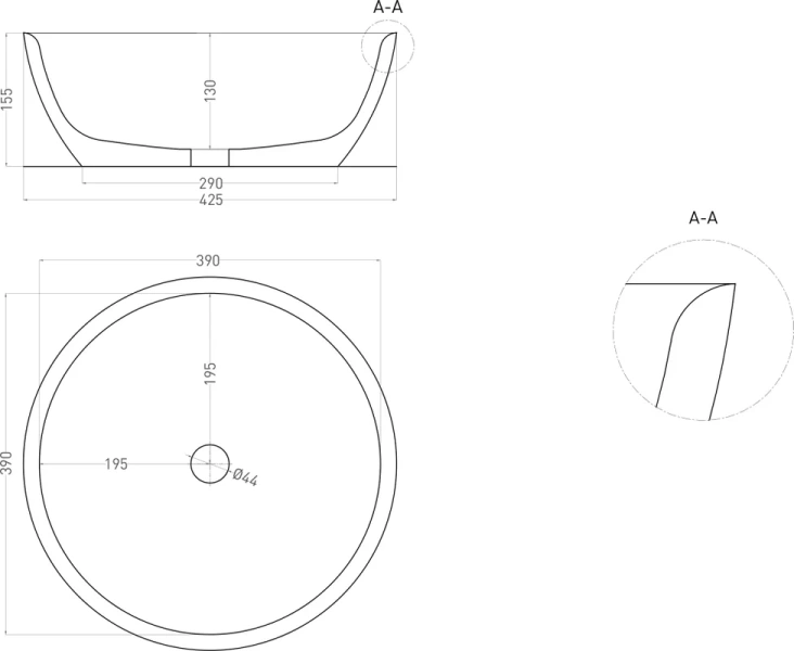 Раковина Salini Alda 02 42 см накладная, белый матовый 1102210M (детальная фотография), белые