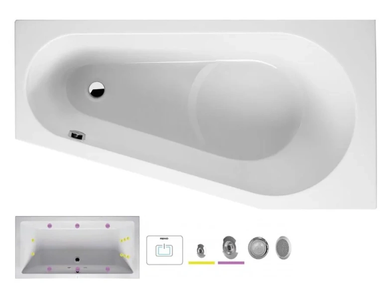 Ванна гидромассажная Riho Delta 150 x 80 см, FLOW, левая/правая BB8000500000000_FLOW (детальная фотография), акриловые