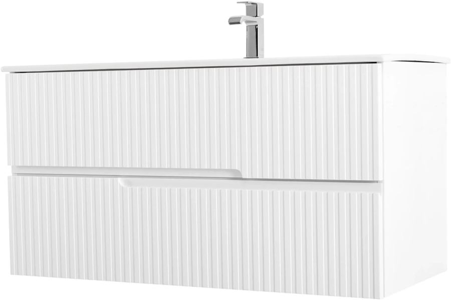 Тумба под раковину подвесная Cezares Duet 80 см bianco lucido DUET-800-2C-SO-BL (детальная фотография), подвесная, пристенная