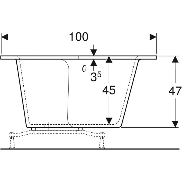 Ванна акриловая Geberit Renova Plan R/L, 160 х 100 см, белая 554.320.01.1 (детальная фотография) index_1