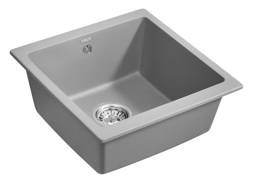 Мойка для кухни Paulmark Brilon 45 см серый металлик PM104546-GRM (детальная фотография), кварц