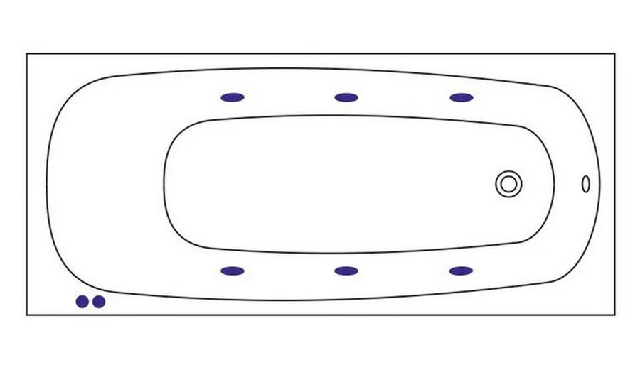 Ванна гидромассажная Whitecross Layla Soft, 170 х 75 см, увеличенная толщина акрила, усиленная армировка, белый/хром, 0102.170075.100.SOFT.CR (детальная фотография), акриловые