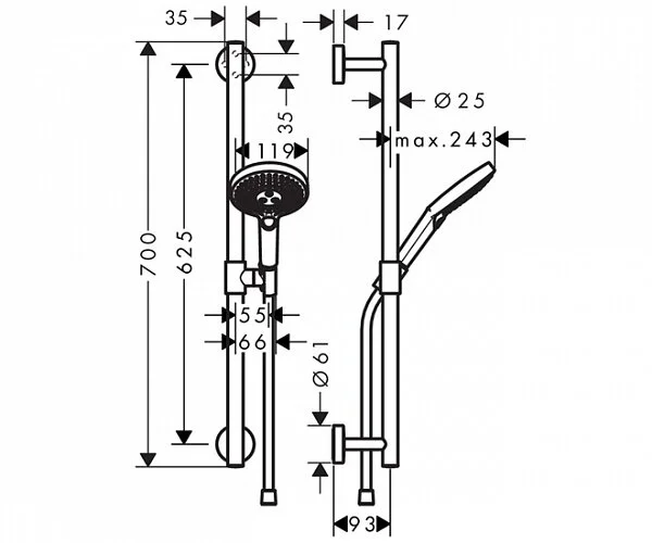 Душевой комплект Hansgrohe Raindance Select S 26323000 (детальная фотография), душевые гарнитуры
