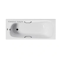 Чугунная ванна Vinsent Veron Concept VCO1407042H/VH0012BL, 140 x 70 см, ручки черные матовые, цвет белый