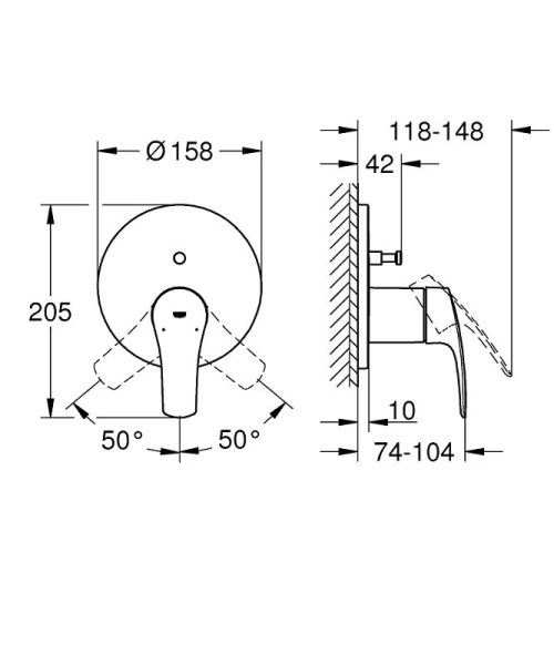 Смеситель для душа Grohe Eurosmart однорычажный 24043003 (детальная фотография), для душа