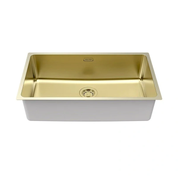 Мойка для кухни Paulmark Yuni 76 см светлое золото YU76-LG (детальная фотография), из нержавеющей стали, стальные, металлические