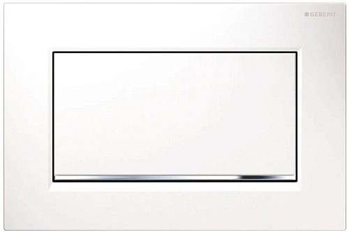 Клавиша смыва Geberit Sigma 30 белая/полоска глянцевый хром - фото 2