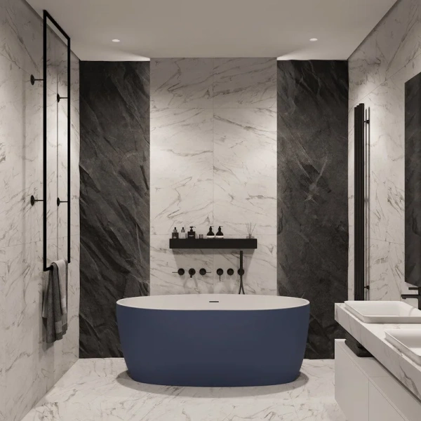 Ванна акриловая Corpa Nera Bosso CN130102, 170 х 76 см, синий матовый (детальная фотография), отдельностоящие