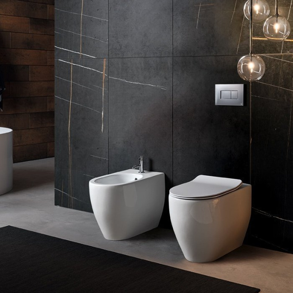 Унитаз напольный Kerasan Flo белый 310901 (детальная фотография), без бачка, со скрытым бачком