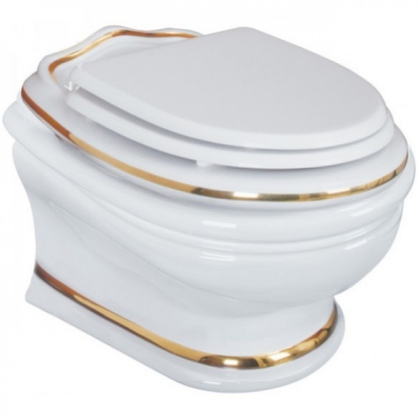 Унитаз подвесной Migliore Milady с золотым декором (детальная фотография)