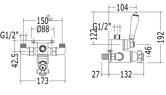 Смеситель для душа термостатический Devon&Devon HUF84 (детальная фотография), для душа