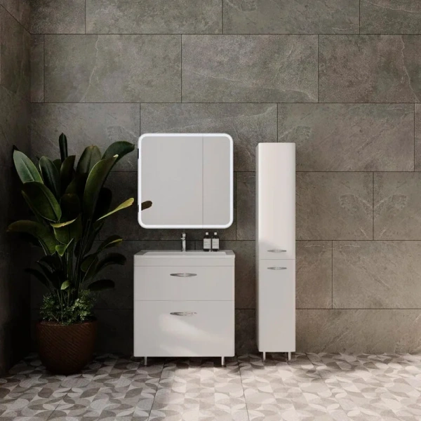 Тумба под раковину напольная Style Line Каре 80 см белая СС-00002267 (детальная фотография), современная, hi-tech