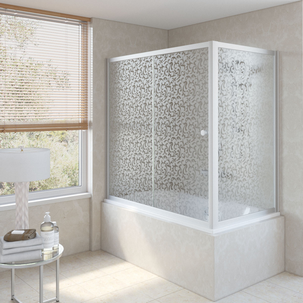 Душевая шторка на ванную профиль матовый хром стекло фея Vegas-glass ZV+ZVF NOVO 150*75 07 R03 (детальная фотография)