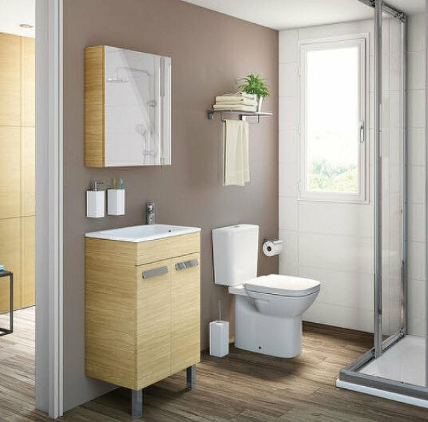 Унитаз компакт Roca Debba 34299700Y с бачком (детальная фотография), с горизонтальным, прямым выпуском, с прямым выпуском