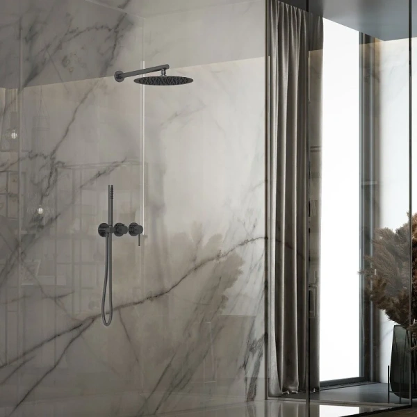 Душевой комплект Vincea Groove встраиваемый, вороненая сталь VSFW-4G01GM (детальная фотография), другие