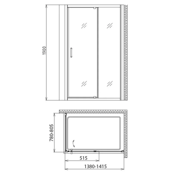 Душевой уголок Gemy Sunny Bay 140 S28191E-A80 (детальная фотография), прямоугольные