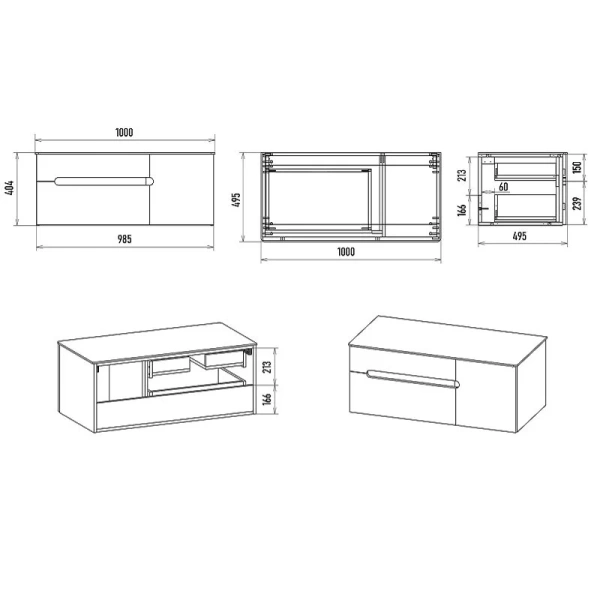 Тумба под раковину подвесная Misty Роял 100 см черная матовая П-Роя-01100-021П2Я (детальная фотография), в наличии