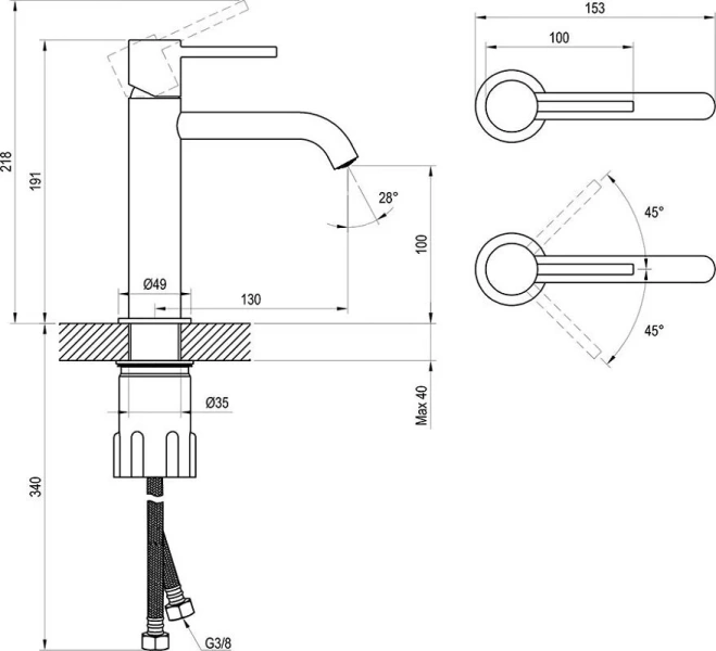 Смеситель для раковины Ravak Espirit X07039 с функцией BeCool (детальная фотография), для раковины