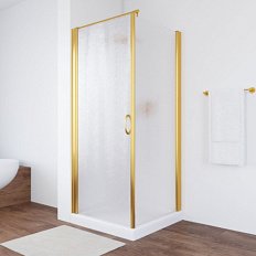 Душевой уголок профиль золотой стекло шиншилла Vegas-glass