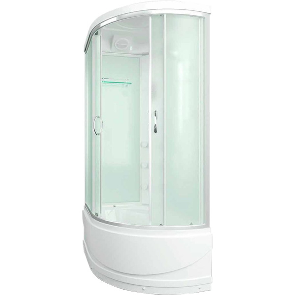 Душевая кабина левосторонняя, задняя стенка белая, стекло матовое, Erlit Comfort ER4512TPL-C3 ER4512TPL-C3-RUS (детальная фотография), с высоким, глубоким поддоном, глубокий поддон