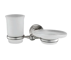 Стакан для ванной и мыльница WasserKRAFT Ammer никель