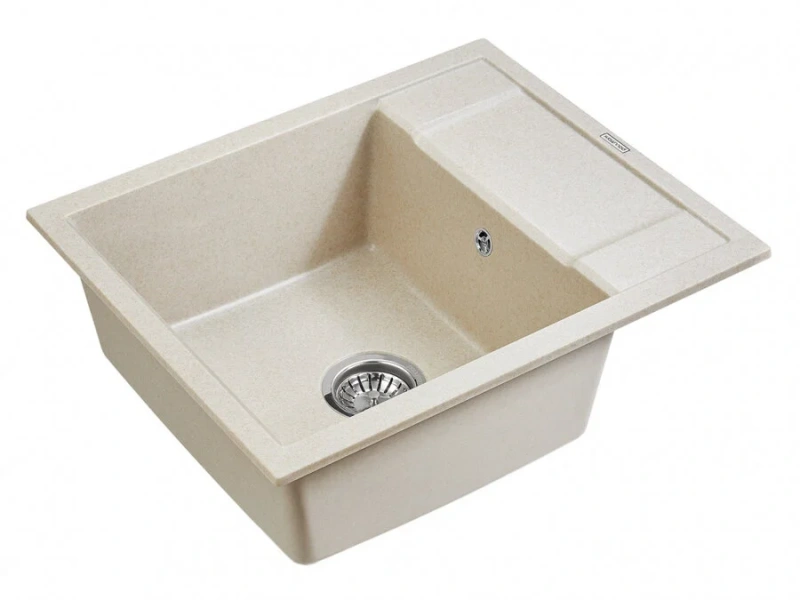Мойка для кухни Paulmark Optimum 60 см бежевая PM216050-BE (детальная фотография), прямоугольной формы