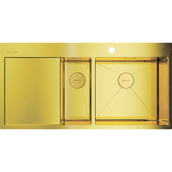 Мойка для кухни Omoikiri Akisame 100-2-LG-R 100 см светлое золото чаша справа 4973090 (детальная фотография)