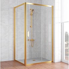 Душевой уголок профиль золотой стекло прозрачное Vegas-glass