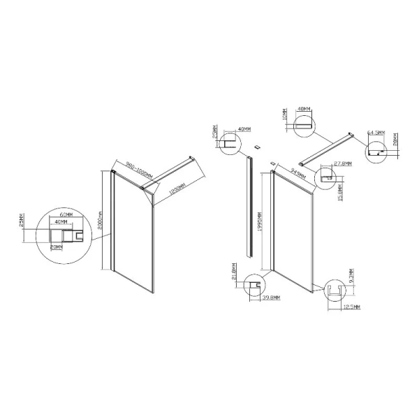 Душевая перегородка Vincea Walk-In HS 100 см профиль брашированное золото VSW-1HS100CLG (детальная фотография), современные, hi-tech