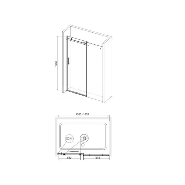 Душевая дверь в нишу RGW Tornado TO-14 130 см профиль хром, стекло прозрачное 02071413-11 (детальная фотография), современные, hi-tech