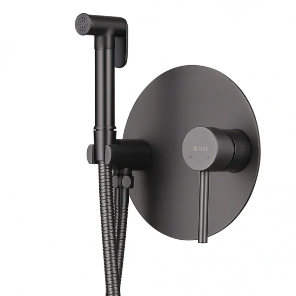 Гигиенический душ со смесителем Abber Emotion никель AF8826NG (детальная фотография), полный комплект со смесителем