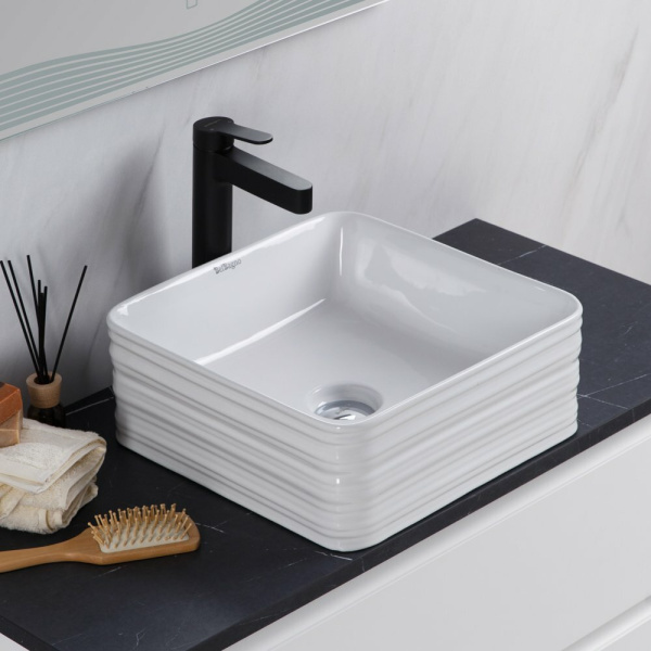 Раковина накладная BelBagno 40 см керамическая, белая BB1421 (детальная фотография), 40 см