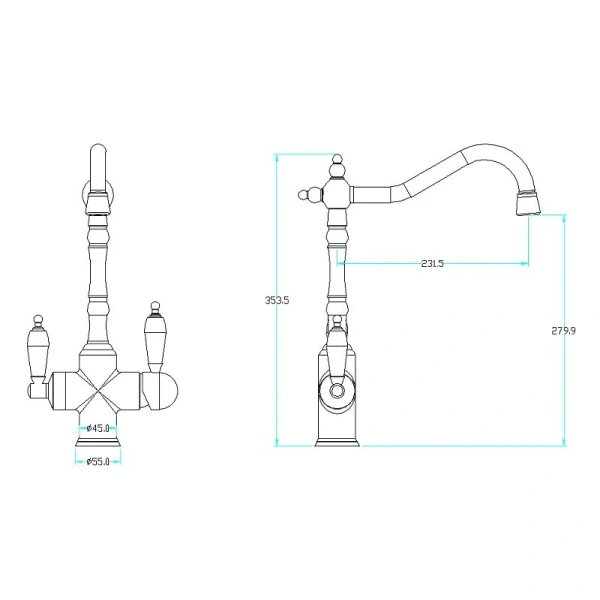 Смеситель для питьевой воды Boheme Kitchen хром ручка Swarovski 113-SW (детальная фотография), для кухни, для питьевой воды с фильтром