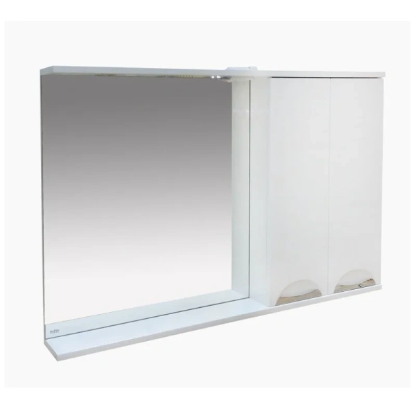 Зеркальный шкаф с подсветкой Misty Куба 120 см белый, правый П-Куб-01120-011П (детальная фотография), с кнопкой