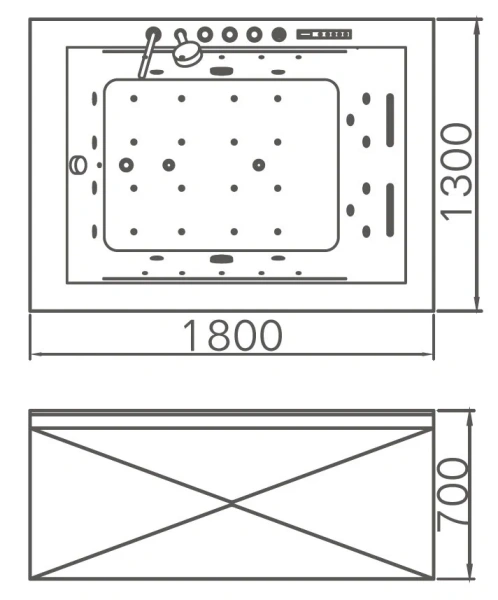 Ванна акриловая Gemy 180 x 130 см G9259 (детальная фотография), современныe, hi-tech