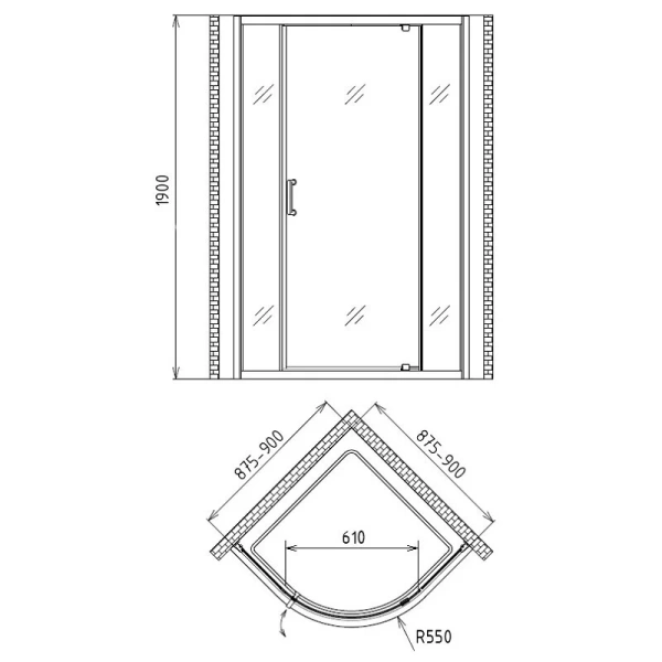 Душевой уголок Gemy Sunny Bay 90 S28071 (детальная фотография), полукруглые, четверть круга