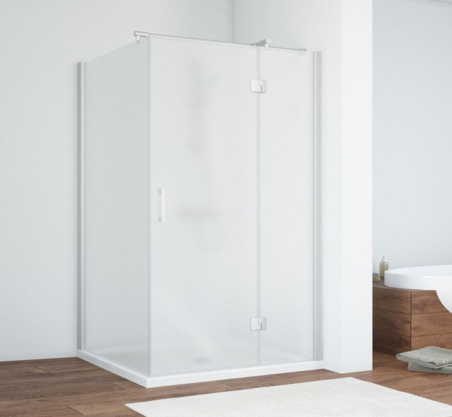 Душевой уголок профиль матовый хром стекло сатин Vegas-glass AFP-Fis NOVO 120*100 07 10 R (детальная фотография)