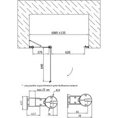 Душевая дверь профиль золотой стекло бронза Vegas-glass