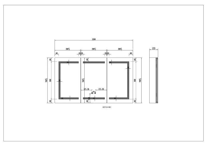 Зеркальный шкаф с подсветкой Акватек 120 см алюминиевый корпус AQ7124-MLC (детальная фотография), нет в наличии