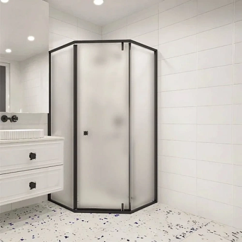 Душевой уголок RGW Hotel HO-088B 90x90 см профиль черный, стекло матовое - фото 5
