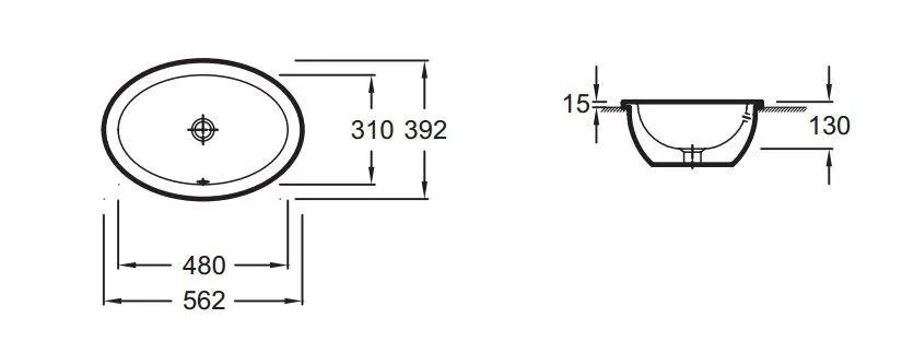 Раковина Jacob Delafon Vox встраиваемая EYH102-00 (детальная фотография), современные, hi-tech