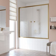 Душевая шторка на ванную профиль бронза стекло шиншилла Vegas-glass