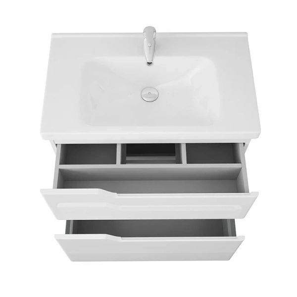 Тумба с раковиной подвесная OWL 1975 Hella OW24.12.00 80 см два выдвижных ящика (детальная фотография), моноблок