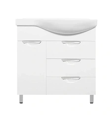 Тумба с раковиной напольная Style Line Жасмин ЛС-0000052 83 см с бельевой корзиной