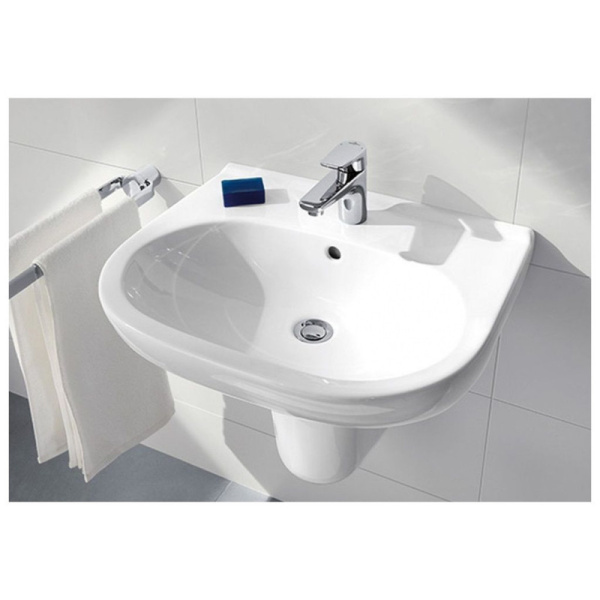 Раковина Villeroy & Boch O.novo 65 см цвет альпийский белый с покрытием AntiBac 516065T1 (детальная фотография), подвесные, на полупьедестал, на пьедестал, пристенные