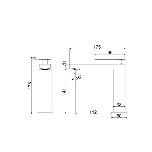 Смеситель для раковины Vincea Dice черный матовый VBF-2DS1MB (детальная фотография), современные, hi-tech